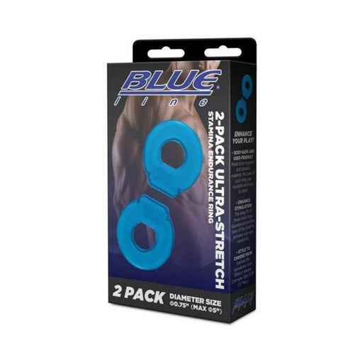 Blue Line C & B Ultra-stretch Stamina Endurance Ring - Jelly Blue Pack Of 2 - SexToy.com