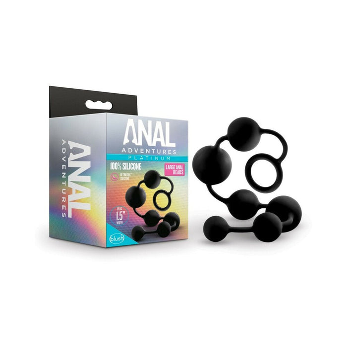 Blush Anal Adventures Platinum Silicone Anal Beads - Large Black - SexToy.com