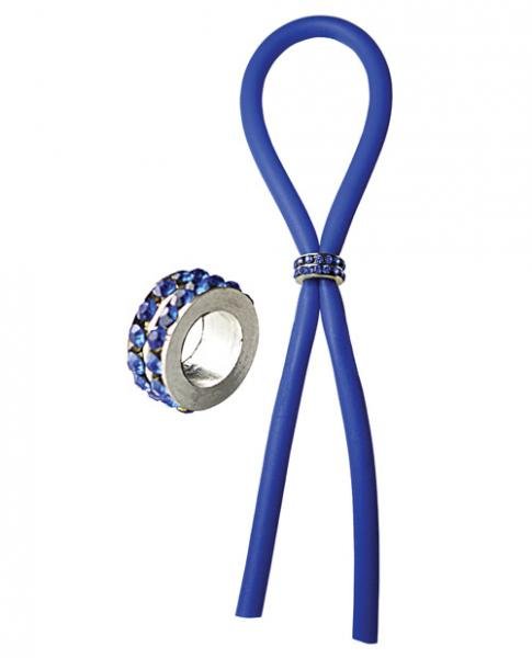 Bolo Lasso Silicone Ring Blue Gems Bead Slider | SexToy.com