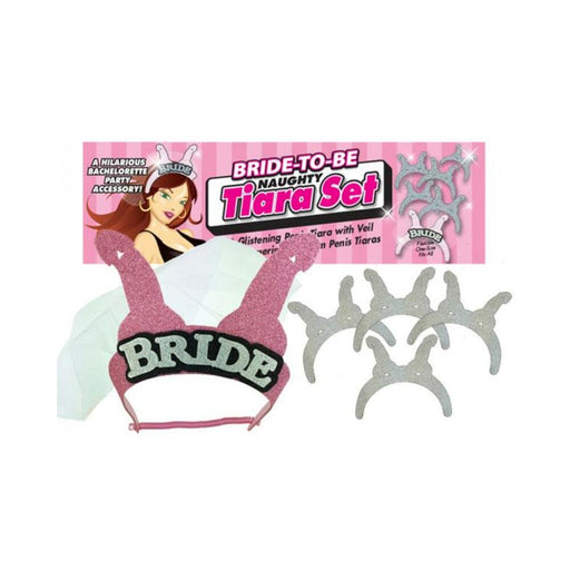 Bride To Be Naughty Bridal Tiara Set Pink Silver | SexToy.com