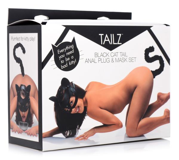 Cat Tail Anal Plug And Mask Set Black | SexToy.com