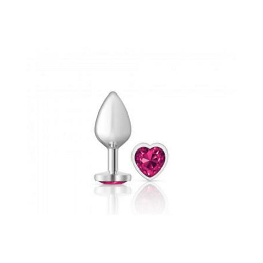 Cheeky Charms Heart Bright Pink Medium Silver Plug - SexToy.com