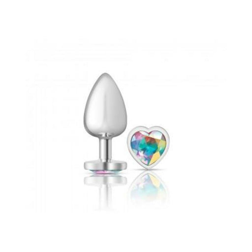 Cheeky Charms Heart Clear Iridescent Large Silver Plug - SexToy.com
