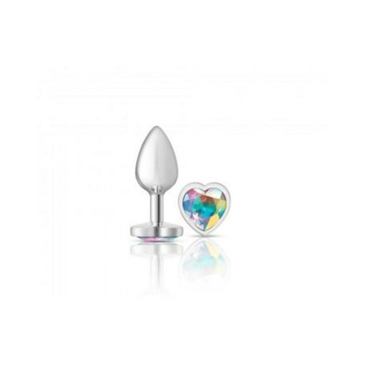 Cheeky Charms Heart Clear Iridescent Small Silver Plug - SexToy.com