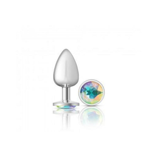 Cheeky Charms Round Clear Iridescent Large Silver Plug - SexToy.com
