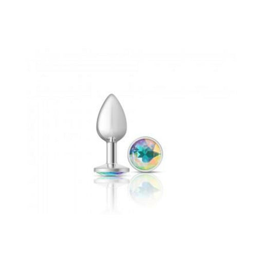 Cheeky Charms Round Clear Iridescent Small Silver Plug - SexToy.com