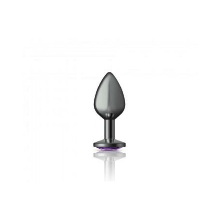 Cheeky Charms Round Purple Medium Gunmetal Butt Plug - SexToy.com