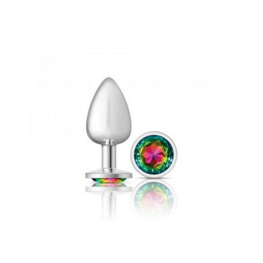 Cheeky Charms Round Rainbow Large Silver Plug - SexToy.com