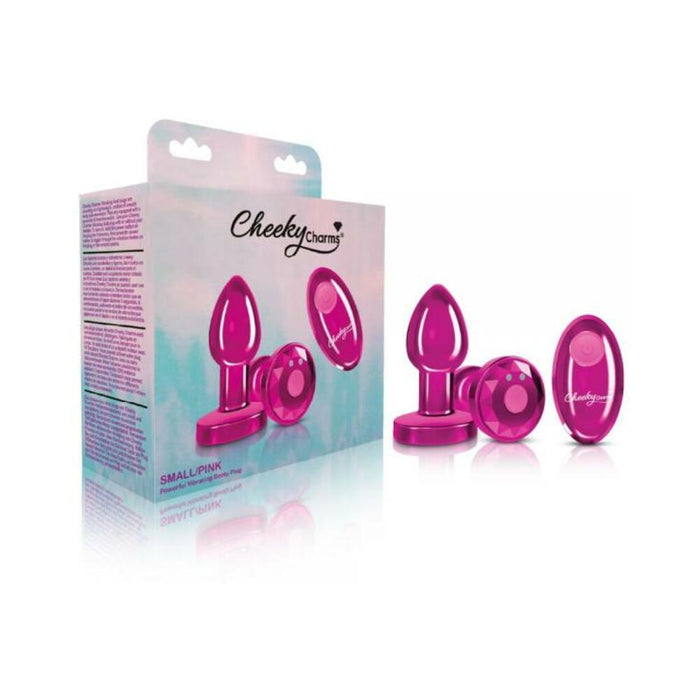 Cheeky Charms Vibrating Metal Plug Pink Small W/ Remote - SexToy.com