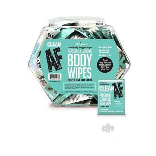 Clean Af Individually Wrapped Personal Cleaning Body Wipes 65-piece Fishbowl Display | SexToy.com
