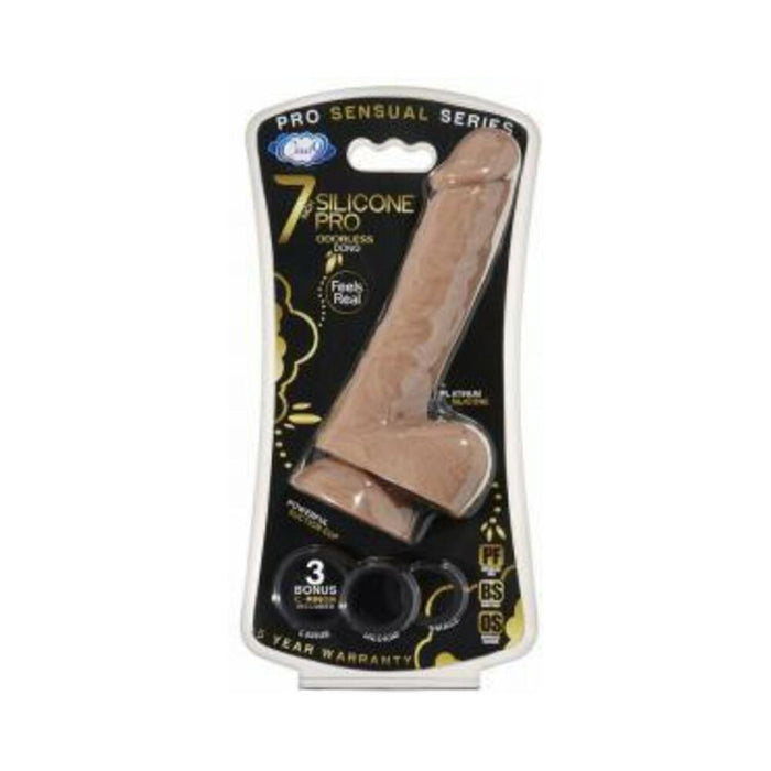 Cloud 9 Platinum Silicone 7 inches Dong Brown Bonus Rings - SexToy.com