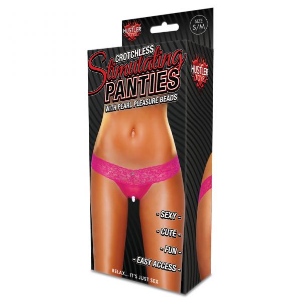 Crotchless Panties Pearl Beads Hot Pink S/M | SexToy.com