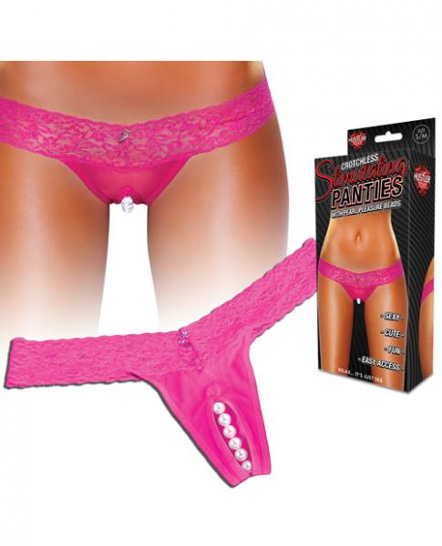 Crotchless Panties Pearl Beads Pink M/L | SexToy.com