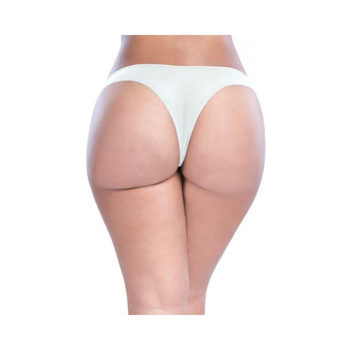 Crotchless Thong with Pearls White 3X/4X - SexToy.com