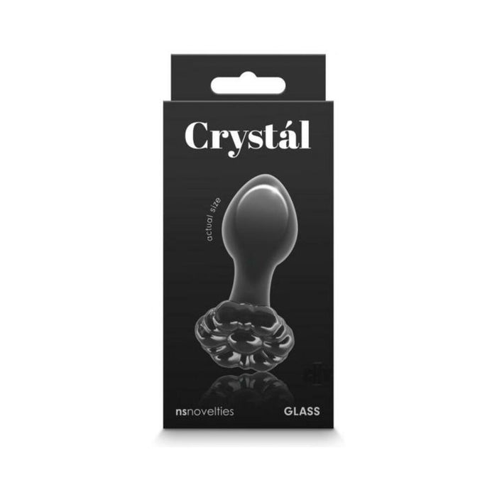 Crystal Flower Glass Anal Plug Black | SexToy.com