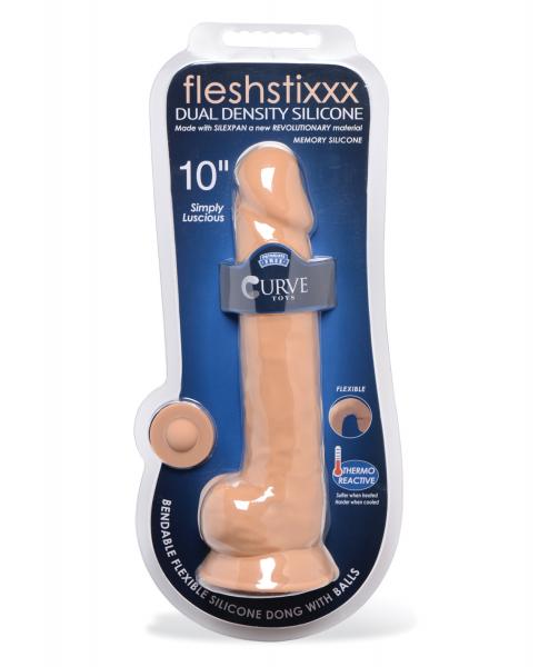 Curve Novelties Fleshstixxx 10" Dildo W/balls - Tan | SexToy.com