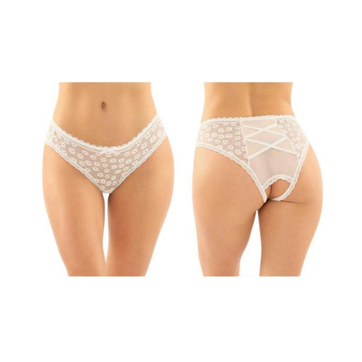 Daisy Crotchless Lace And Mesh Panty With Criss-cross Panel Back 6-pack S/m White | SexToy.com