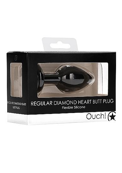 Diamond Heart Butt Plug - Regular - Black | SexToy.com