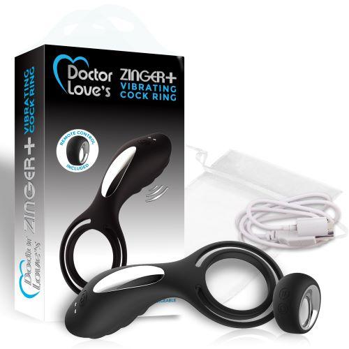 Doctor Love Zinger+ Vibrating Cock Ring Remote Black | SexToy.com