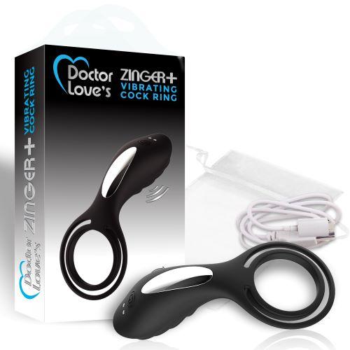 Doctor Love Zinger+ Vibrating Rechargeable Cock Ring Black | SexToy.com