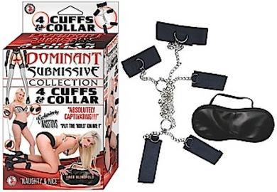 Dominant Submissive 4 Cuffs and Collar Black | SexToy.com