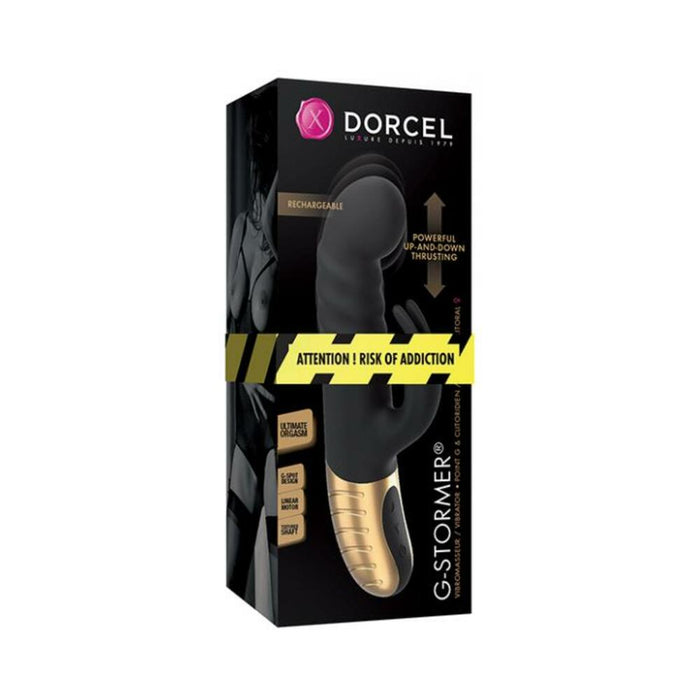 Dorcel G-Stormer Thrusting G-Spot Rabbit Vibrator Black Gold - SexToy.com