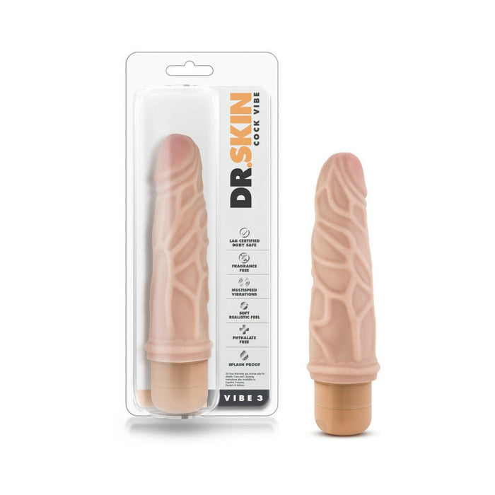 Dr Skin Cock Vibe 3 Realistic Dildo Beige - SexToy.com