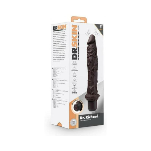 Dr. Skin Silicone Dr. Richard 9in Vibrating Dildo Brown - SexToy.com