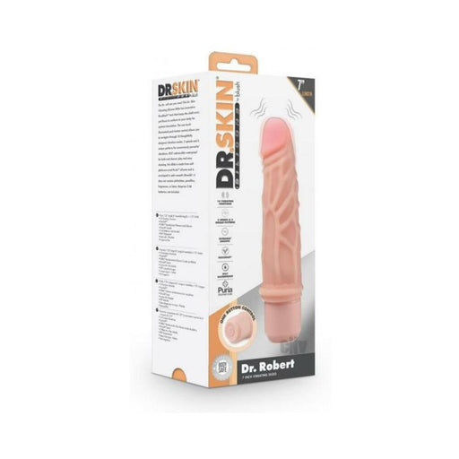 Dr. Skin Silicone Dr. Robert 7 In Vibrating Dildo Beige - SexToy.com