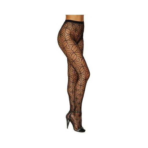 Dreamgirl Abstract Knitted Fishnet Pantyhose Black O/s | SexToy.com