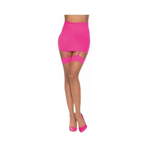 Dreamgirl Cuban Sheer Thigh-high With Contrast Seam Detail Nude/hot Pink Os - SexToy.com