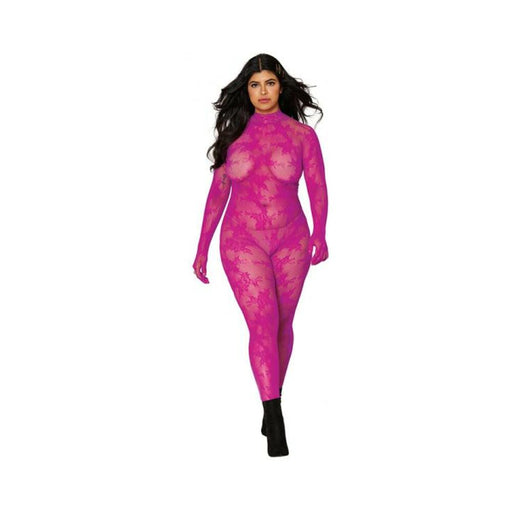 Dreamgirl Gloved Lace Bodystocking With Keyhole Back Azalea Queen Size | SexToy.com