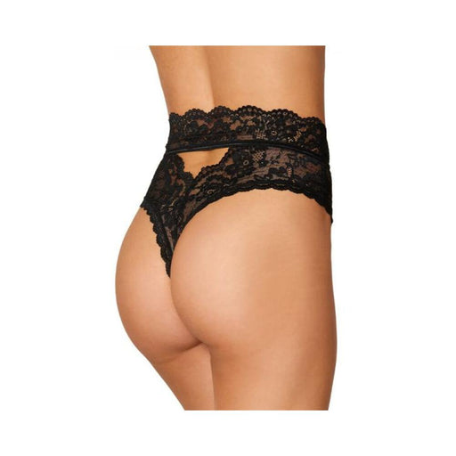 Dreamgirl High-waist Scallop Lace Panty With Keyhole Back Black Xl | SexToy.com