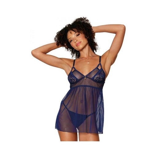 Dreamgirl Mesh Lace Babydoll & G-string Set Nocturnal O/s | SexToy.com