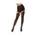 Dreamgirl Ornate Pattern Garter Pantyhose Black O/s | SexToy.com