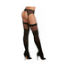 Dreamgirl Sheer Thigh-high Stockings With Knitted Lace-up Boot Detail Black Os - SexToy.com