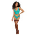 Dreamgirl Stretch Vinyl And Lace Bustier And G-string Set Ocean M - SexToy.com