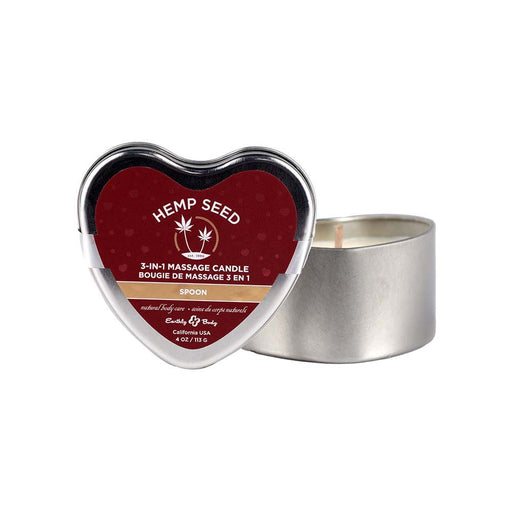 Earthly Body Hemp Seed Valentine 3-in-1 Massage Heart Candle Spoon 4.7 Oz / 133 G - SexToy.com