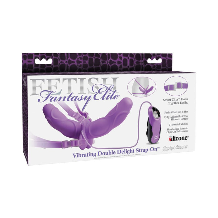 Elite Vibrating Double Delight Strap On 10 Inches - Purple | SexToy.com
