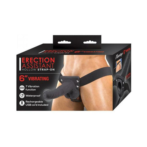 Erection Assistant Hollow Strap-on Vibrating 6 In. Black | SexToy.com