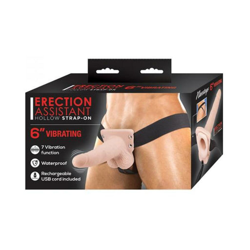 Erection Assistant Hollow Strap-on Vibrating 6 In. White | SexToy.com