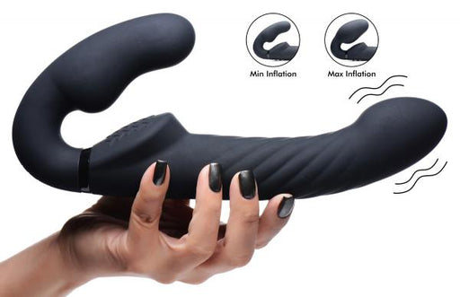 Ergo-fit Twist Inflatable Vibrating Silicone Strapless Strap-on - Black | SexToy.com