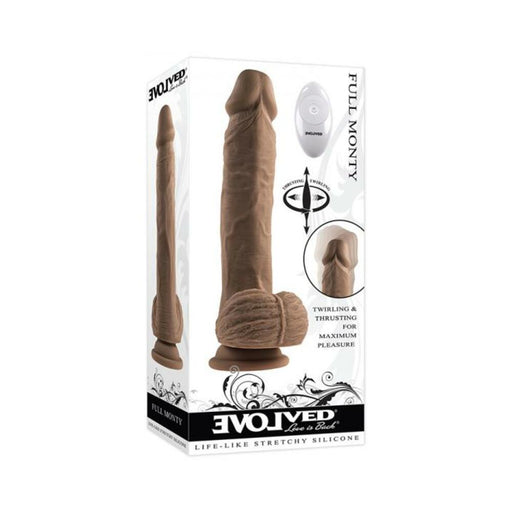 Evolved Full Monty Rechargeable Remote-controlled Thrusting Twirling 9 In. Silicone Dildo Dark | SexToy.com