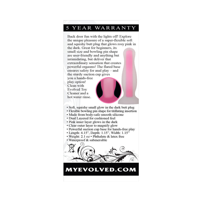 Evolved Luminous Silicone Butt Plug Small Pink - SexToy.com