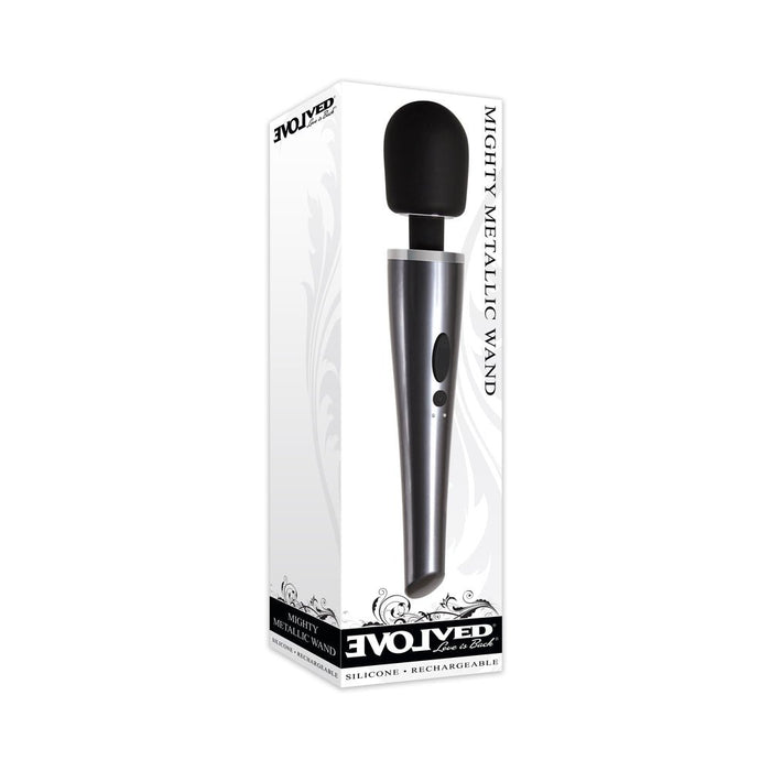 Evolved Mighty Metallic Wand 8 Vibrating Function Usb Rechargeable Cord Included Waterproof - SexToy.com