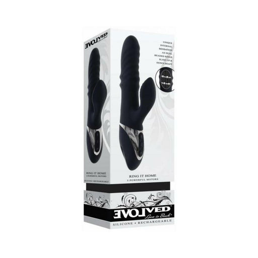 Evolved Ring It Home Rechargeable Dual Stimulator Vibrator Silicone Black - SexToy.com