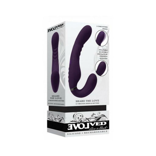 Evolved Share The Love Rechargeable Inflateable Strapless Strap On Silicone Purple - SexToy.com