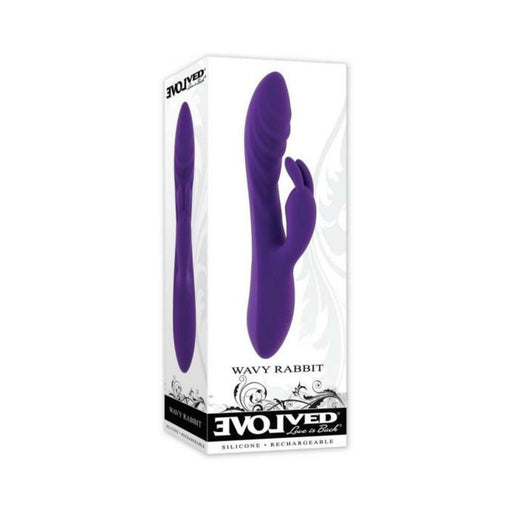 Evolved Wavy Rabbit Rechargeable Dual Stimulator Silicone Purple - SexToy.com