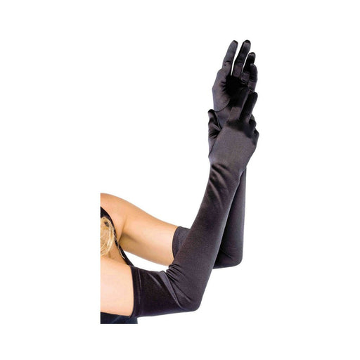 Extra Long Satin Gloves O/s Black | SexToy.com