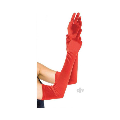 Extra Long Satin Gloves Os Red - SexToy.com